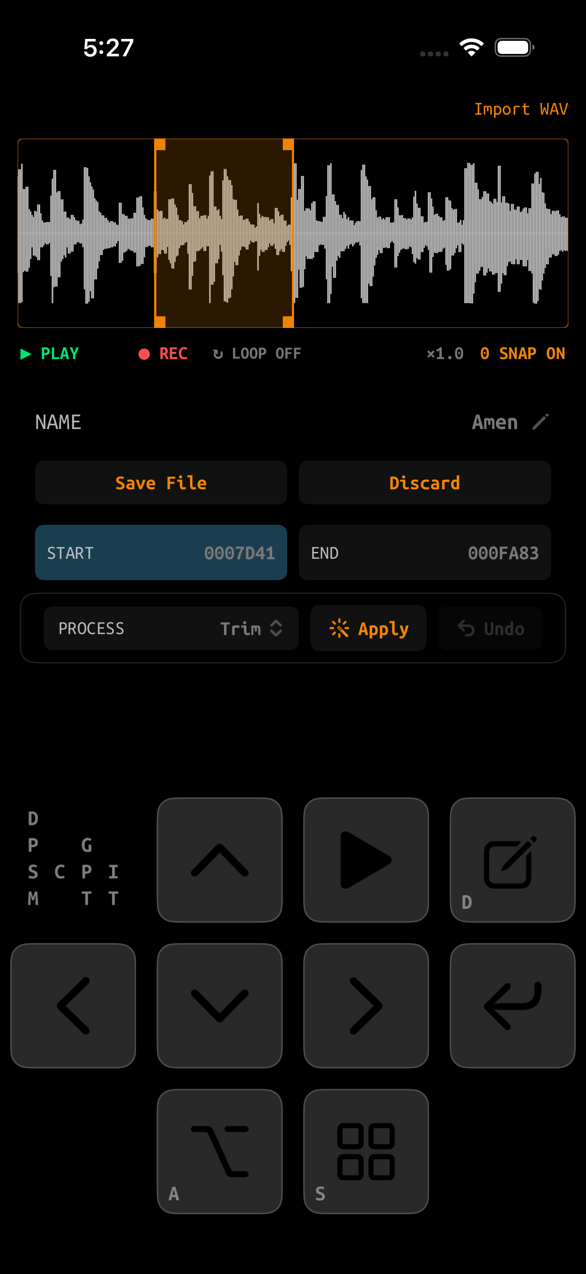 GlassTracker Sample Editor waveform